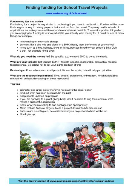 Finding funding for School Travel Projects - Sustrans