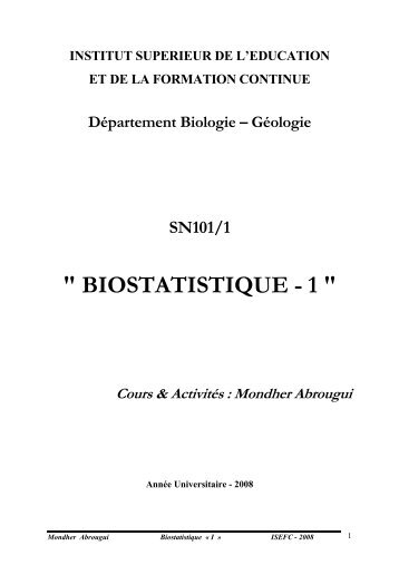 BIOSTATISTIQUE - 1 - UVT e-doc