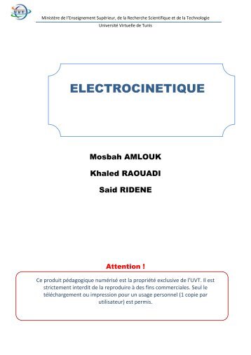 ELECTROCINETIQUE - UVT e-doc - UniversitÃ© Virtuelle de Tunis