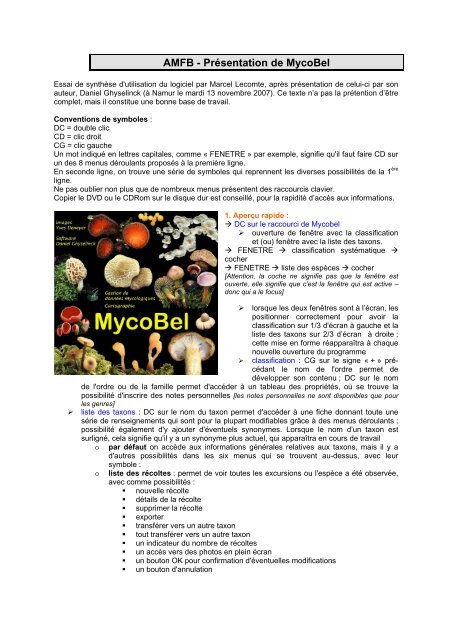 Mode d'emploi de Mycobel