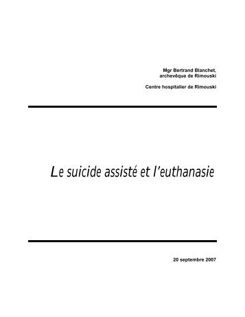 Le suicide assistÃ© et l'euthanasie