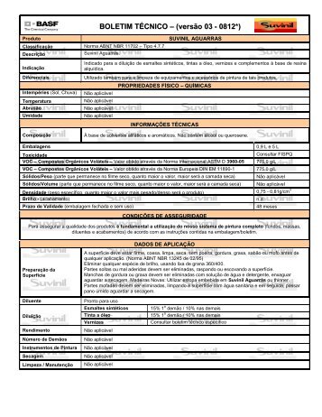 BOLETIM TÉCNICO – (versão 03 - 0812*) - Suvinil