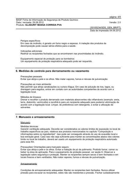 Ficha de Informação de Segurança de Produto Químico - Suvinil