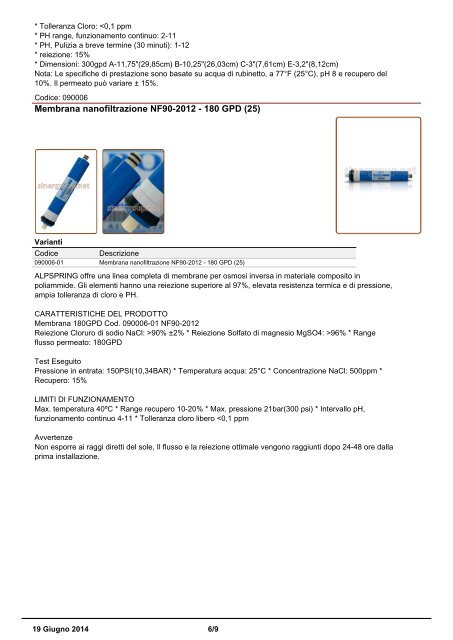 Sinergroup Membrane Catalogo