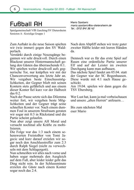 Vereinszeitung - SV Dietersheim