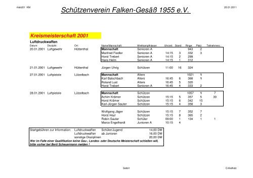 2001 - SchÃ¼tzenverein Falken-GesÃ¤Ã 1955 e.V.