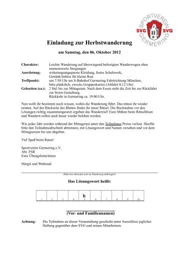 Einladung zur Herbstwanderung - SV Germering