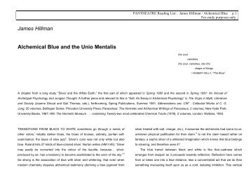 James Hillman Alchemical Blue and the Unio Mentalis - Pantheatre