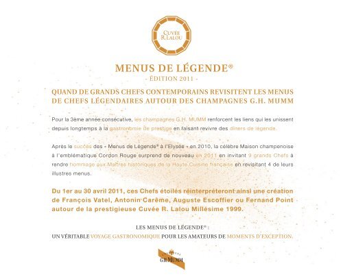 MENUS DE LÃGENDEÂ® - Pernod