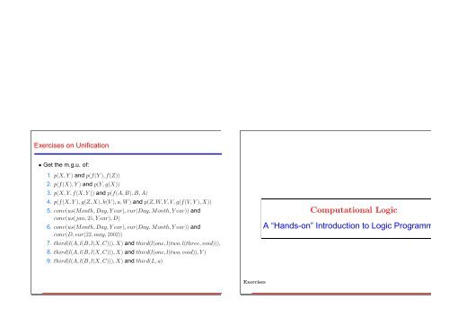 Computational Logic A âHands-onâ Introduction to Logic Programming