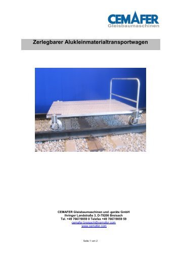 Zerlegbarer Alukleinmaterialtransportwagen - Cemafer GmbH