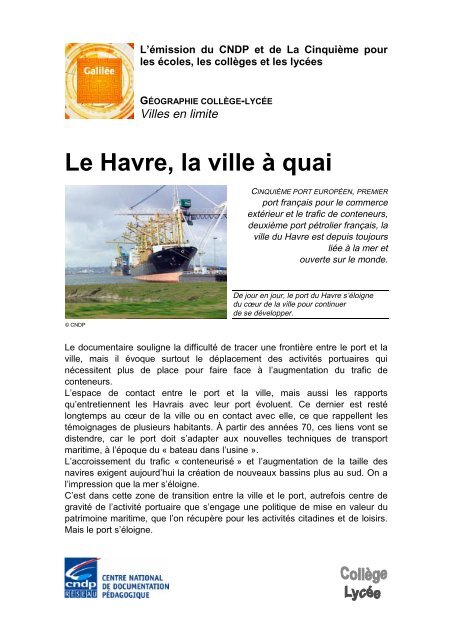 Le Havre, la ville à quai - Cndp