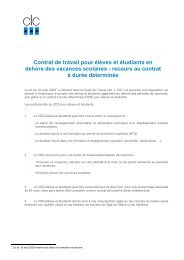 Contrat de travail pour Ã©lÃ¨ves et Ã©tudiants en dehors des ... - CLC