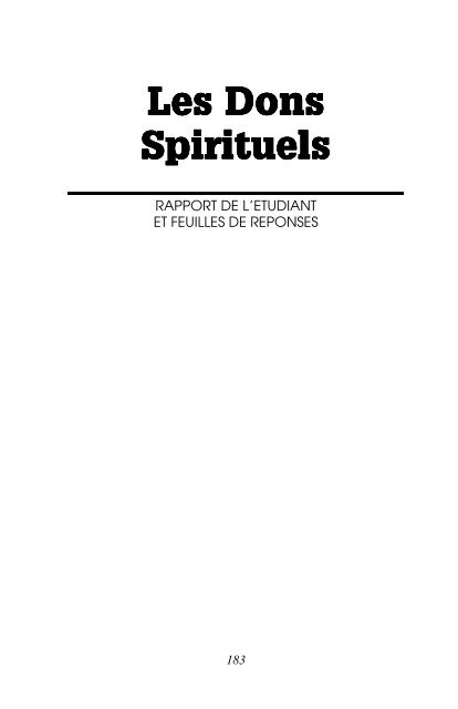 Les dons spirituels - Global University