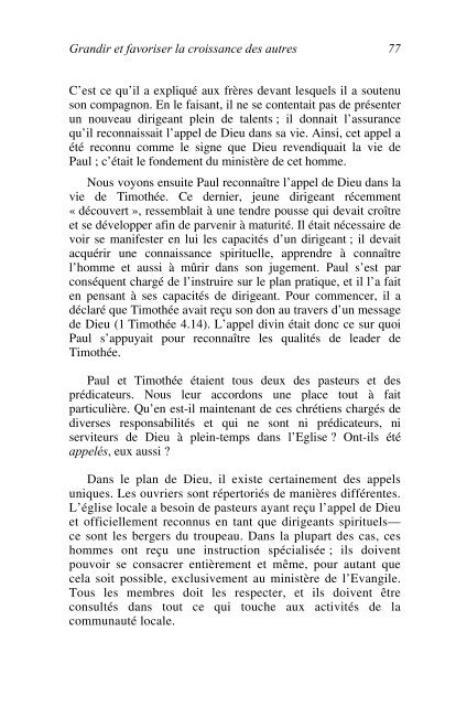 LeÃ§on 3 : Grandir et favoriser la croissance des autres