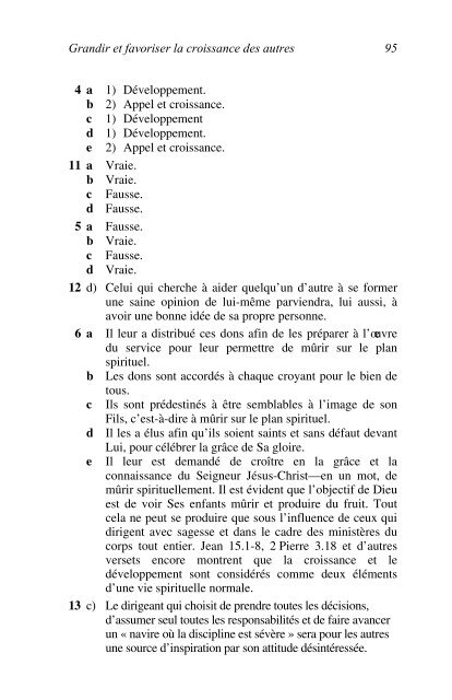 LeÃ§on 3 : Grandir et favoriser la croissance des autres