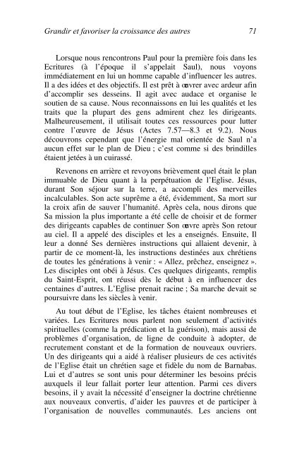 LeÃ§on 3 : Grandir et favoriser la croissance des autres