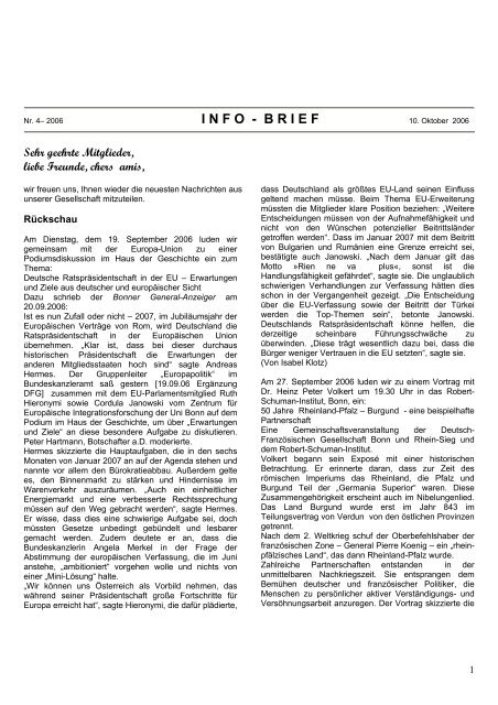 InfoBrief 2006-4 - Deutsch-Französische Gesellschaft Bonn und ...