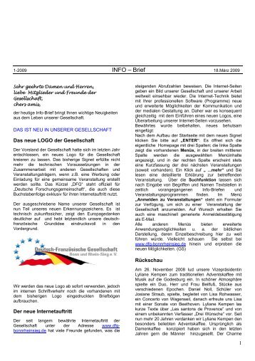 InfoBrief 2009-1 - Deutsch-Französische Gesellschaft Bonn und ...