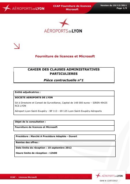 Fourniture de licences et Microsoft CAHIER DES CLAUSES ...