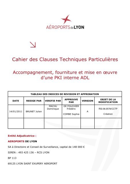 Cahier des Clauses Techniques ParticuliÃ¨res - AÃ©roports de Lyon