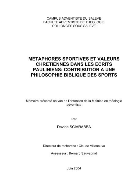 metaphores sportives et valeurs chretiennes dans les ecrits ...