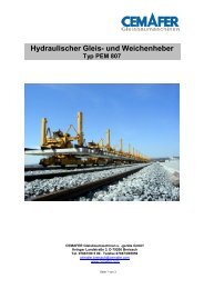 Hydraulischer Gleis- und Weichenheber Typ PEM ... - Cemafer GmbH