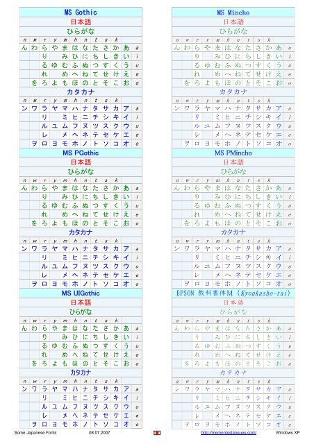 活字 新旧1号 ひらがな カタカナ ゴシック体 太字 細字