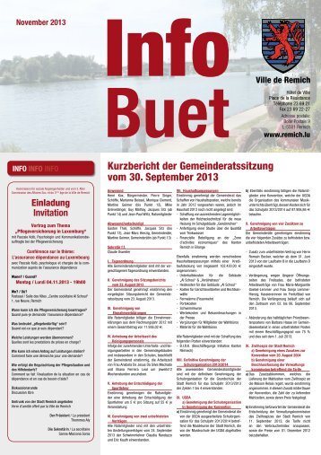 Kurzbericht der Gemeinderatssitzung vom 30. September ... - Remich