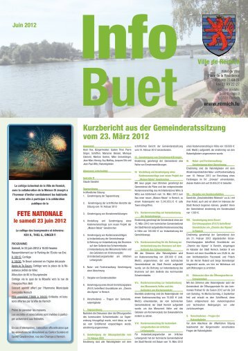 Kurzbericht aus der Gemeinderatssitzung vom 23. März ... - Remich