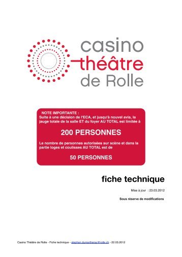 fiche technique casino rolle 2012