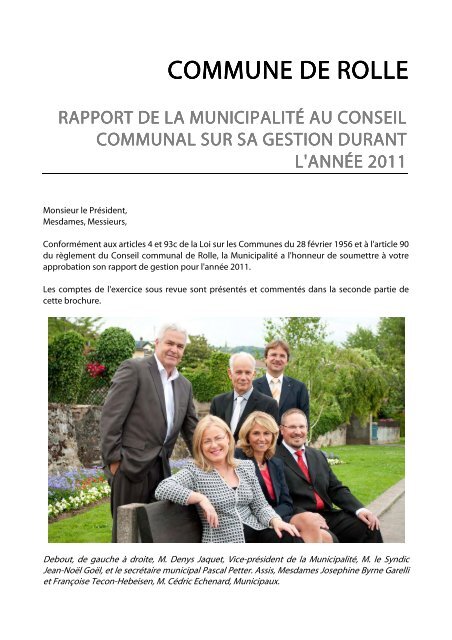 Rapport gestion 2011 - part 1 - Rolle