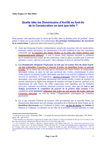 Quelle idée les Dominicains d'Avrillé se font-ils de ... - Rore Sanctifica