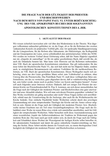 die frage nach der gültigkeit der priester - Rore Sanctifica