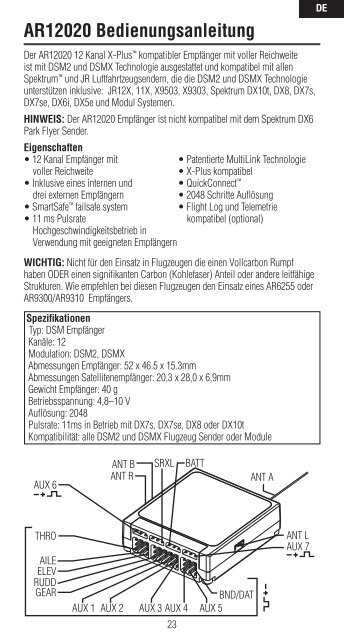 AR12020 User Guide AR12020 Bedienungsanleitung ... - Spektrum