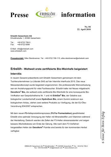 Presse information - Erbslöh