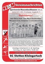 SVM-Vereinsheft Nr.11 - Sportverein Massenbachhausen 1945 eV