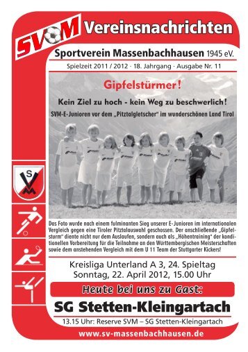 SVM-Vereinsheft Nr.11 - Sportverein Massenbachhausen 1945 eV