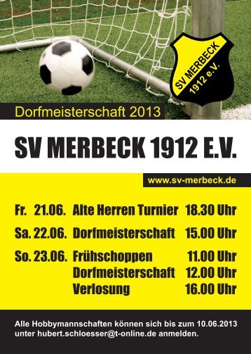 Dorfmeisterschaft 2013 Flyer 3mm:DIN A2 - SV Merbeck 1912 eV