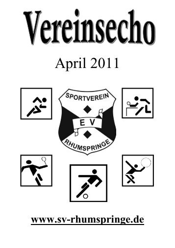 April 2011 - Sportverein Rhumspringe e.V. von 1907