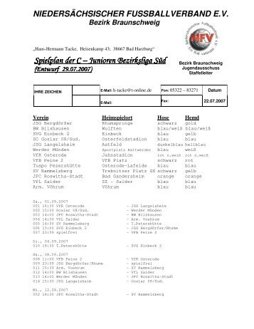 Spielplan der C Spielplan der C â Junioren Bezirksliga SÃ¼d ...