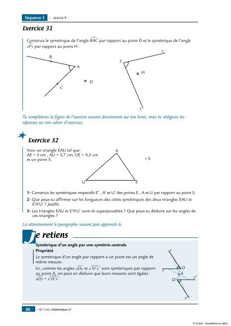 Symétrie centrale - Académie en ligne