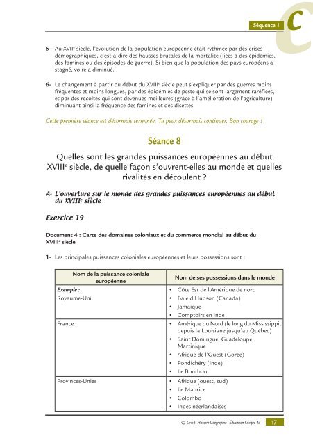 Corrigés des exercices séquences 1 à 6