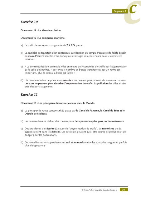 Corrigés des exercices séquences 1 à 6