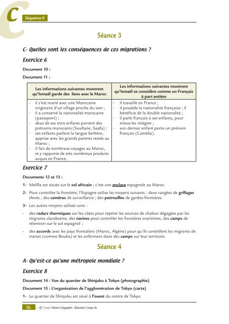 Corrigés des exercices séquences 1 à 6