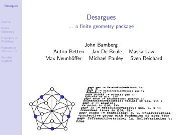 Desargues - ... a finite geometry package - Gap
