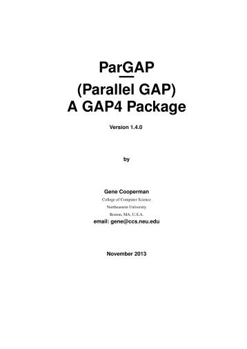 ParGAP— (Parallel GAP) A GAP4 Package
