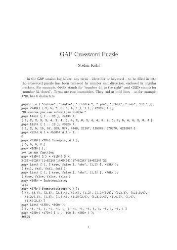 GAP Crossword Puzzle