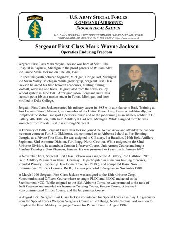 SFC Mark W. Jackson - U.S. Army Special Operations Command