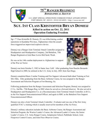 SFC Kristoffer B. Domeij - U.S. Army Special Operations Command